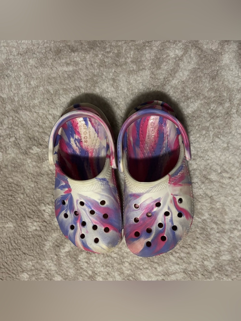 CROCS Clog - Toddler Kid Unisex Girl - Marble Style Pink Purple Size 8 C - Picture 4 of 13